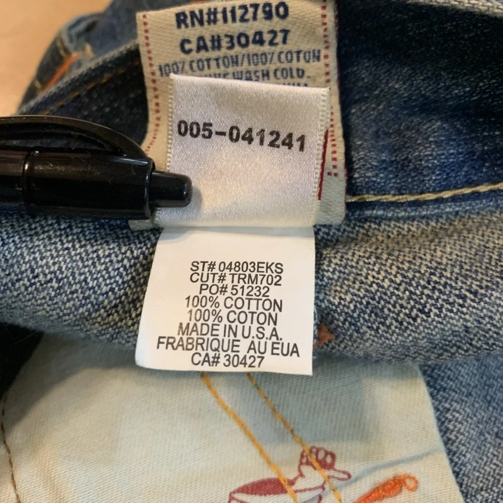 True Religion Flare Twisted Buddha Graphic embroidered‎ pocket USA Y2K
